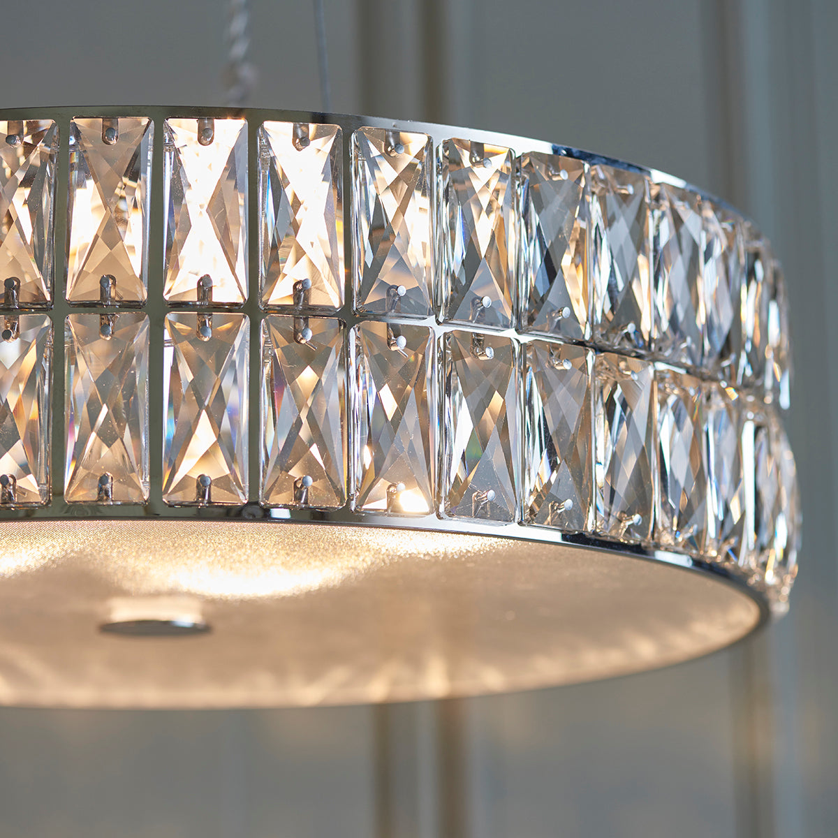 Elara Clear Crystal Five Light Pendant in Chrome