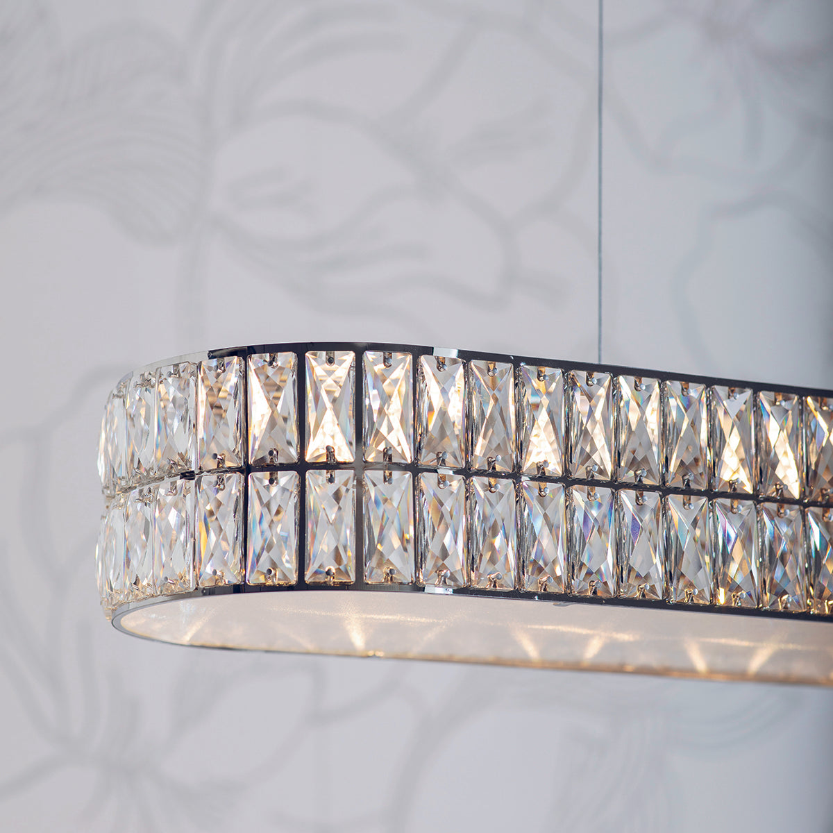 Elara Clear Crystal Five Light Linear Pendant in Chrome