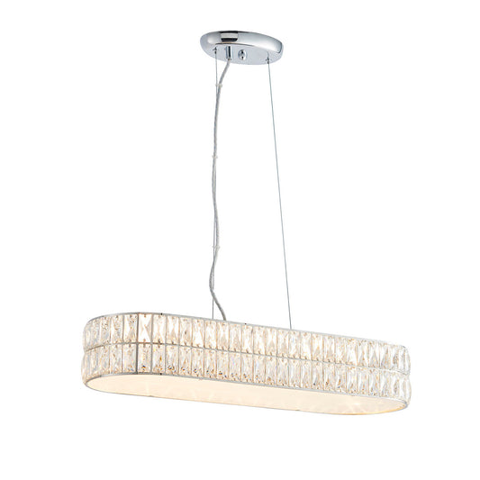 Elara Clear Crystal Five Light Linear Pendant in Chrome