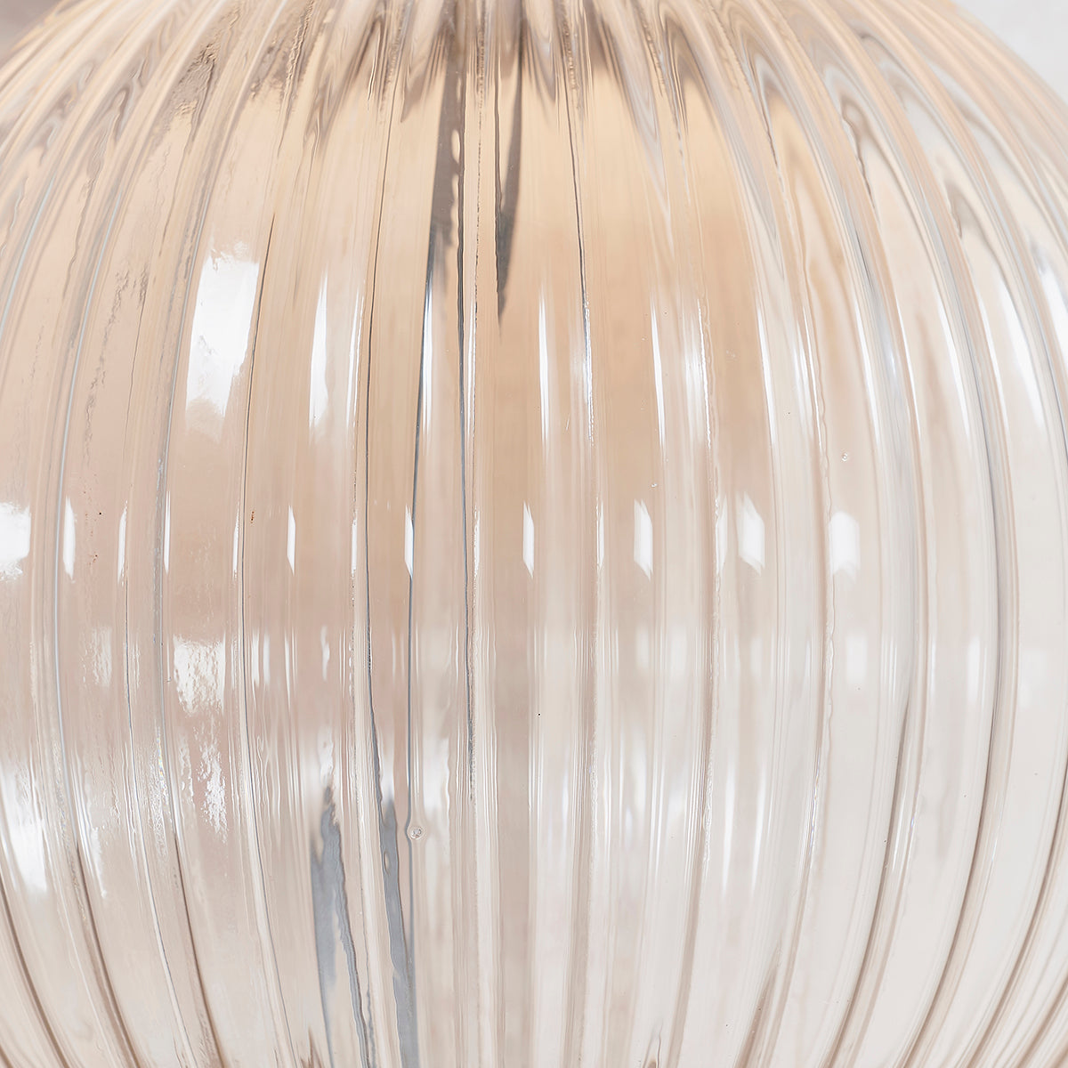 Jem Clear Ribbed Glass Table Lamp Base in Satin Nickel