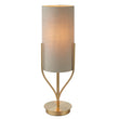 Fabio Table Lamp in Satin Brass with Natural Linen Shade