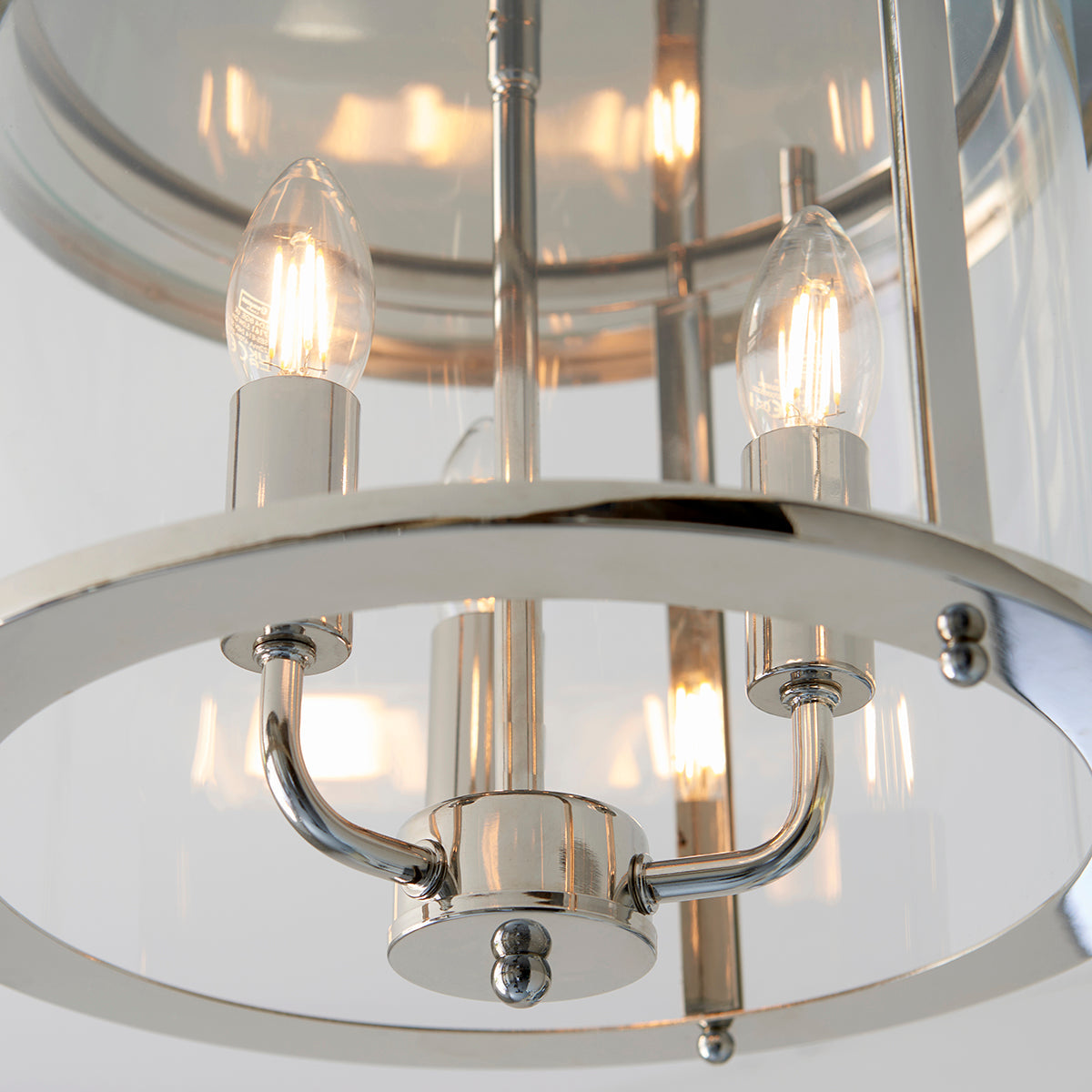 Lincoln Clear Glass Flush Light in Bright Nickel