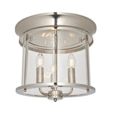 Lincoln Clear Glass Flush Light in Bright Nickel