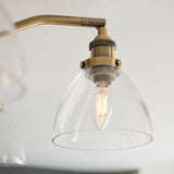 Marlowe Clear Glass Five Light Semi Flush Light in Antique Brass