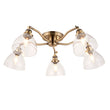 Marlowe Clear Glass Five Light Semi Flush Light in Antique Brass