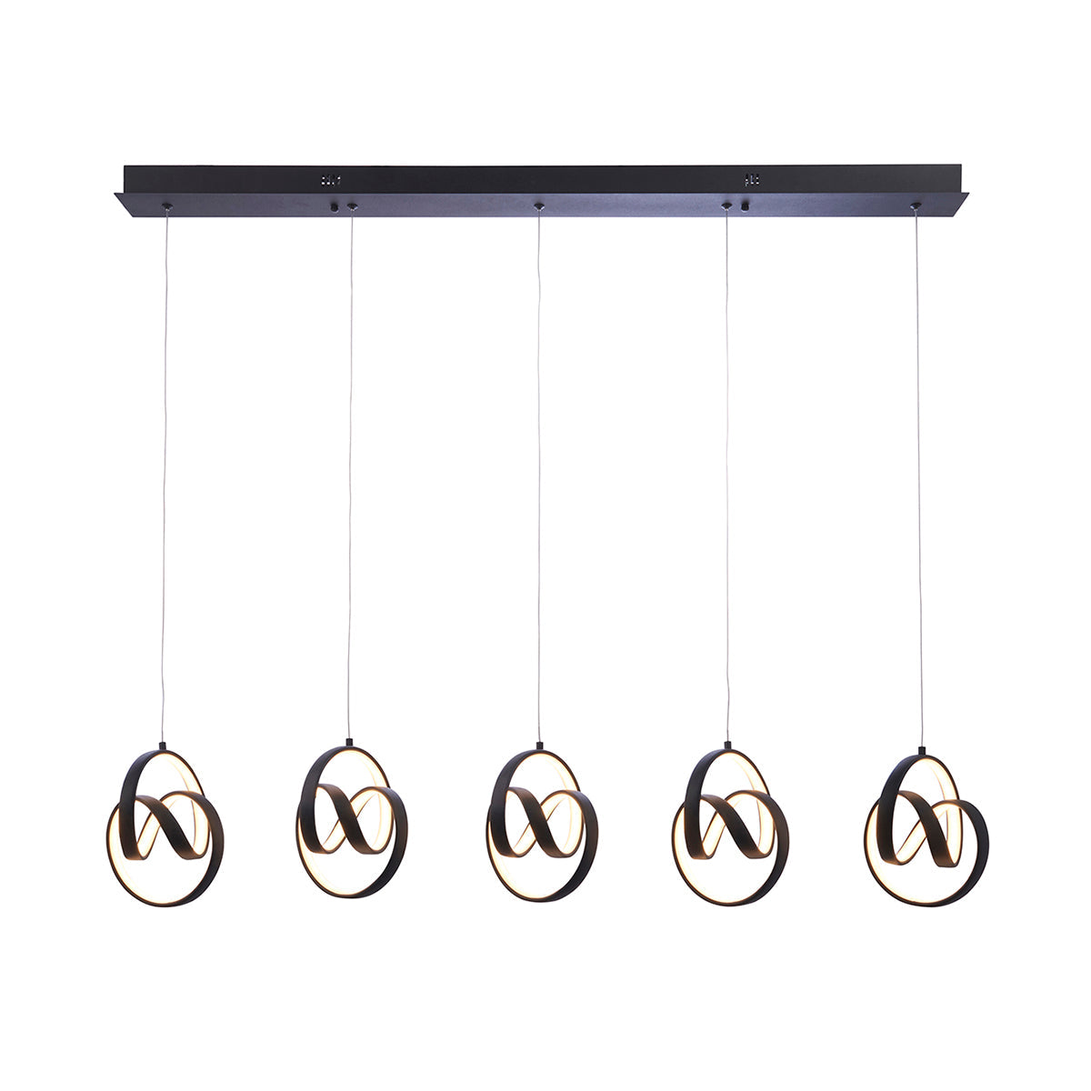 Flair Five Light Pendant in Textured Black