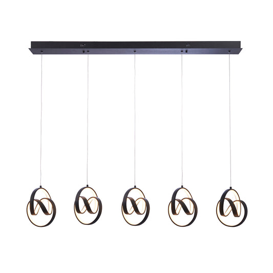 Flair Five Light Pendant in Textured Black