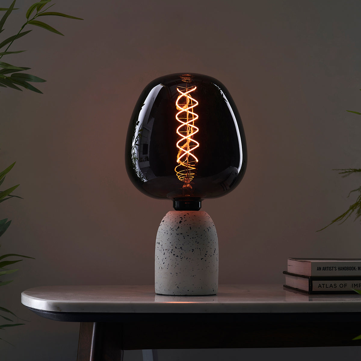 Double-Helix Round Smoked Glass Decorative Bulb