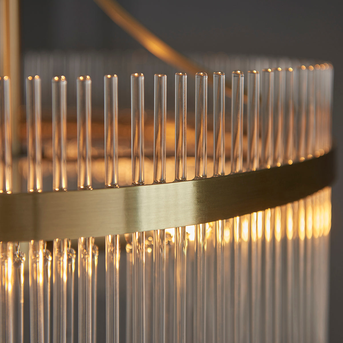 Seraphina Clear Glass Three Light Pendant in Antique Brass