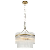 Seraphina Clear Glass Three Light Pendant in Antique Brass