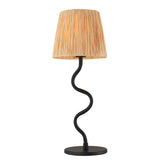 Piper Natural Raffia Table Lamp in Matt Black