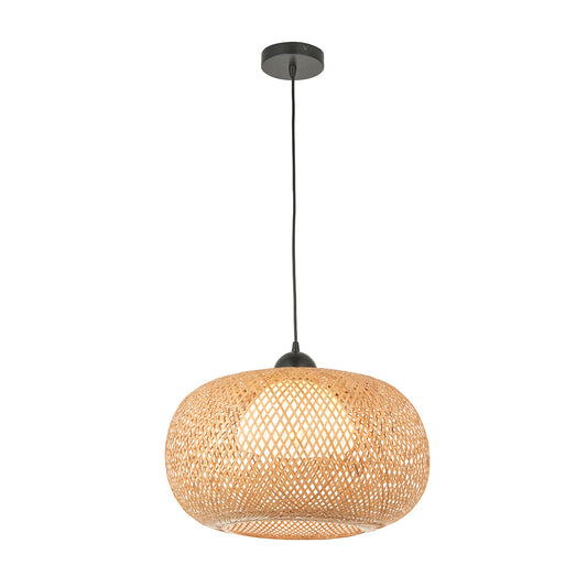 Estelle Natural Bamboo Round Pendant in Matt Black