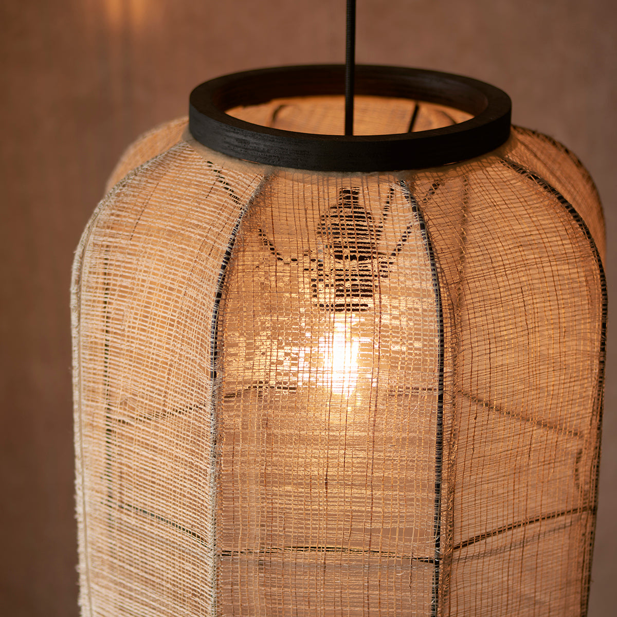 Ren Dark Plywood Oval Pendant in Matt Black