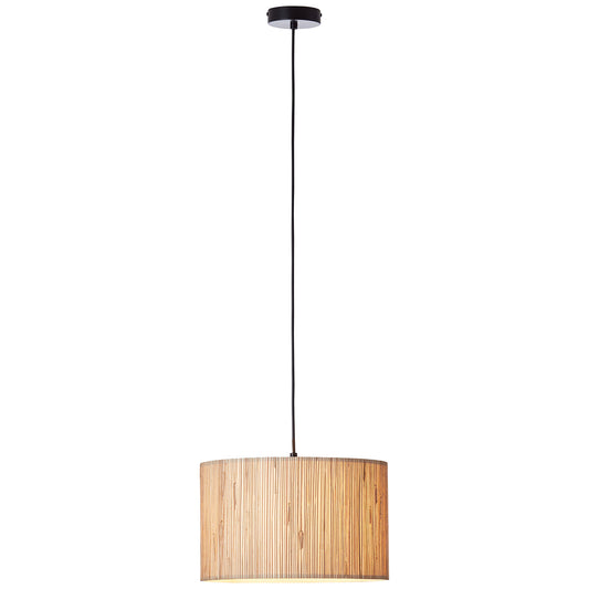 Luna Natural Seagrass Pendant Light in Matt Black