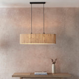 Luna Natural Seagrass Two Light Pendant Light in Matt Black