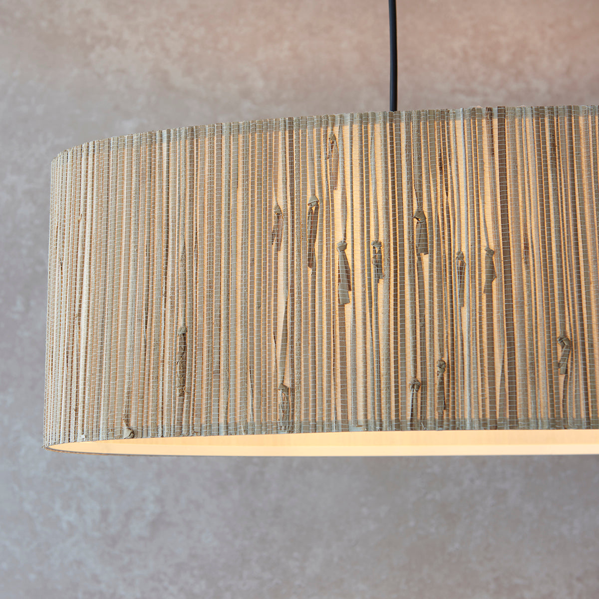 Luna Natural Seagrass Two Light Pendant Light in Matt Black