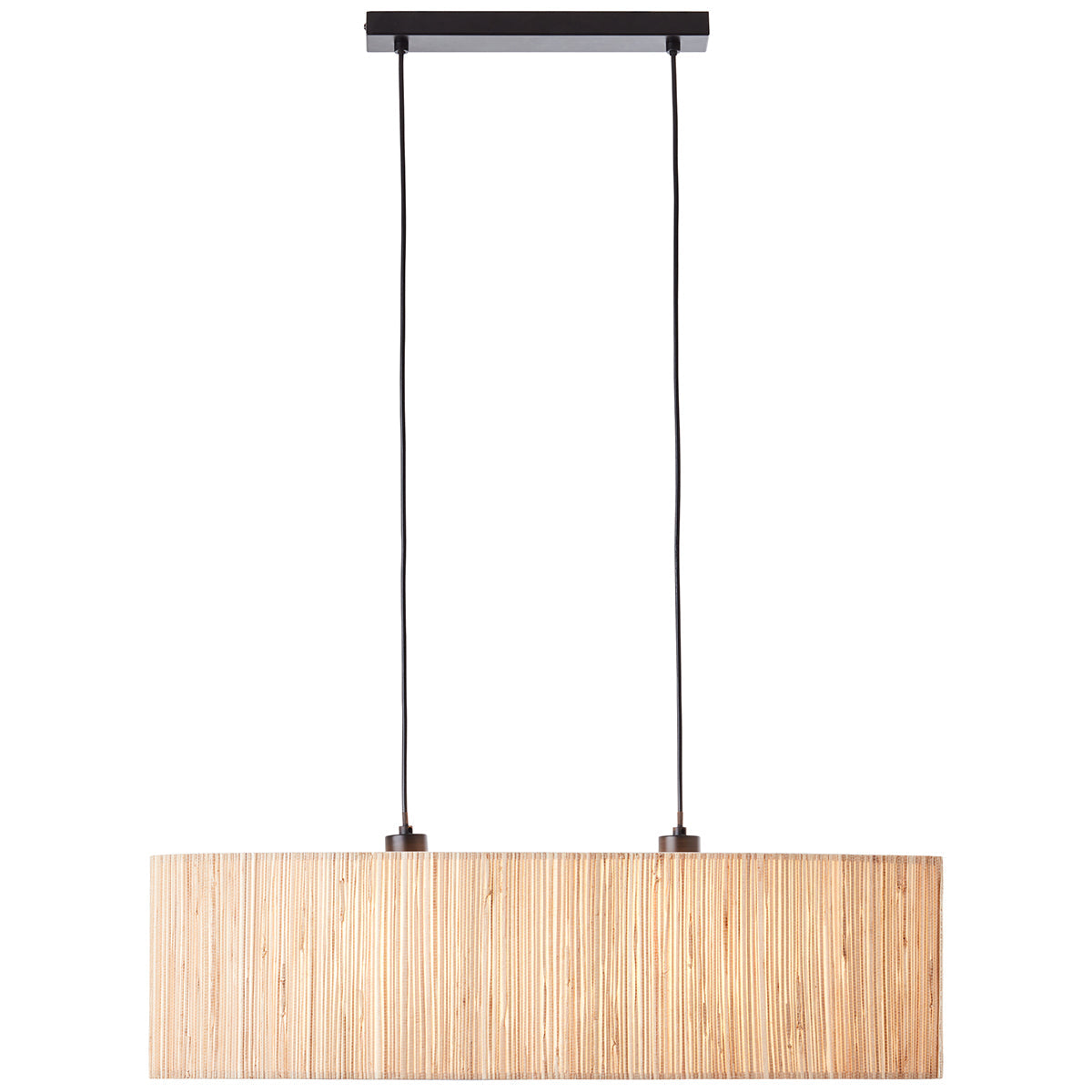 Luna Natural Seagrass Two Light Pendant Light in Matt Black