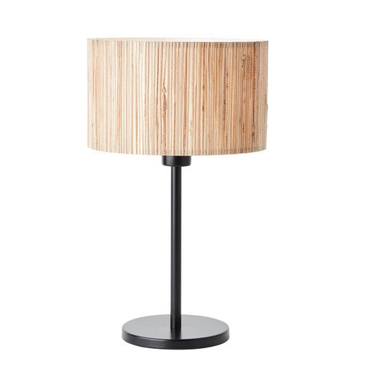 Luna Natural Seagrass Table Lamp in Matt Black