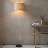 Luna Natural Seagrass Floor Lamp in Matt Black