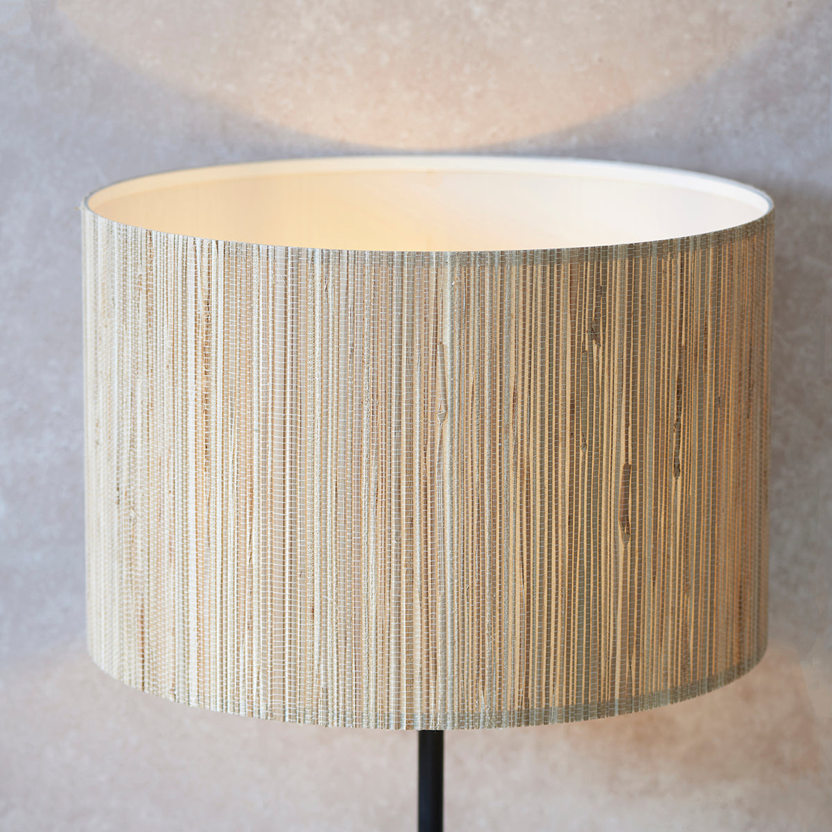 Luna Natural Seagrass Floor Lamp in Matt Black