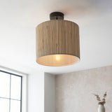 Luna Natural Seagrass Semi Flush Light