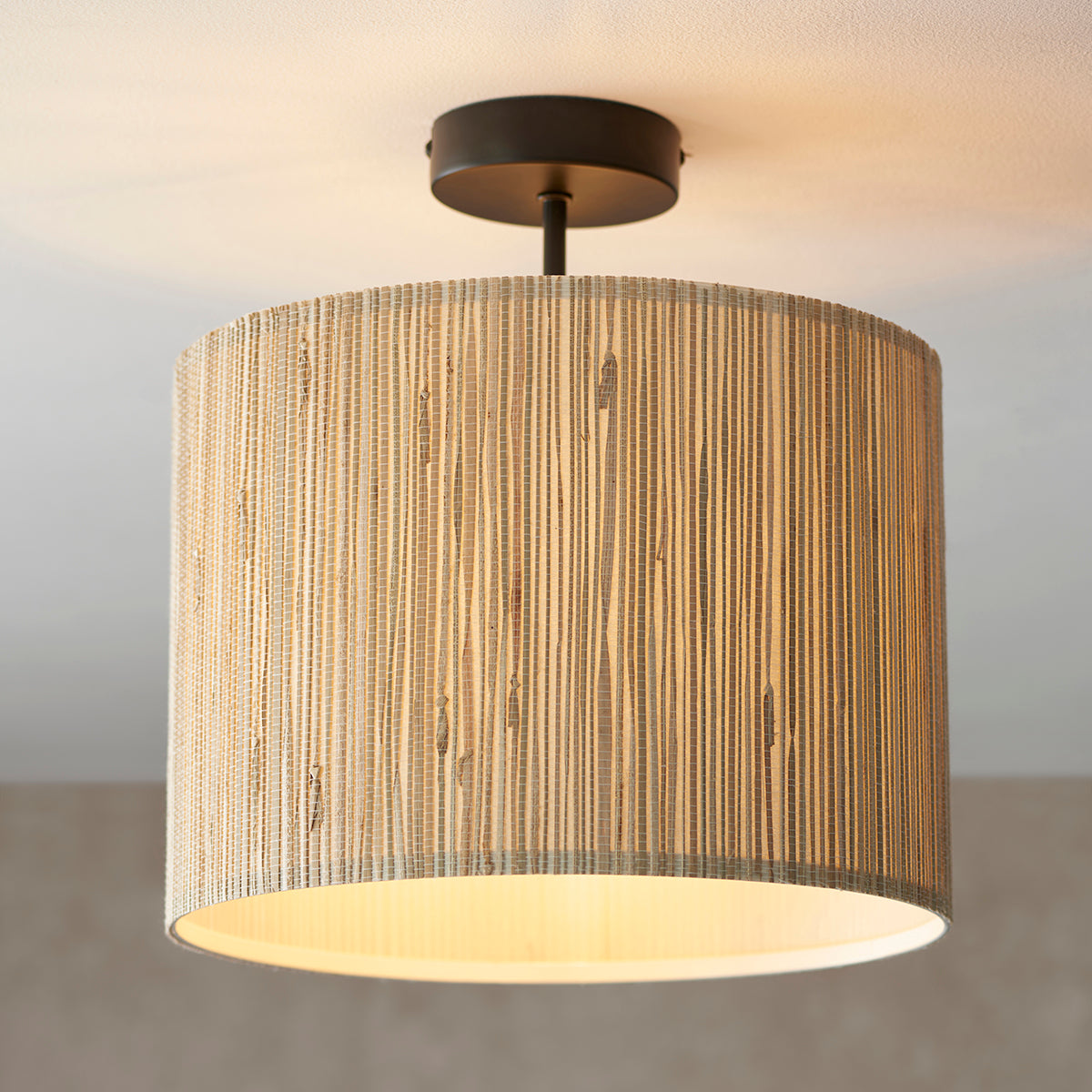 Luna Natural Seagrass Semi Flush Light