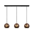 Ezra Copper Mirrored Glass Three Light Pendant in Matt Black