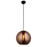 Ezra Copper Mirrored Glass Pendant in Matt Black