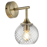 Madeline Spiral Glass Wall Light in Antique Brass