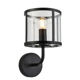 Hans Clear Glass Wall Light in Matt Black