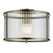 Somerset Ribbed Glass Flush Light in Antique Brass