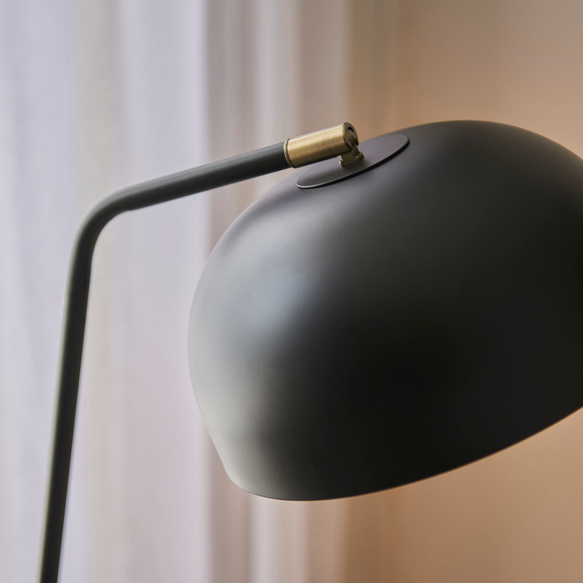 Toronto Floor Lamp in Matt Black and Antique Brass