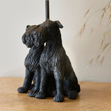 Westies Table Lamp in Matt Black with Natural Linen Shade