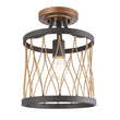 Francis Flush Light in Matt Black and Rustic Bronze