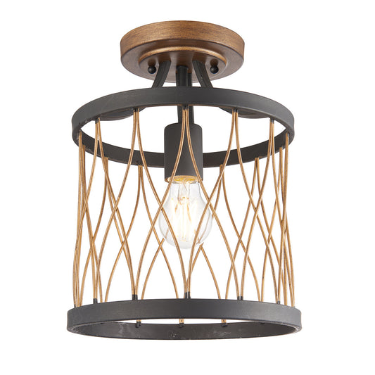 Francis Flush Light in Matt Black and Rustic Bronze