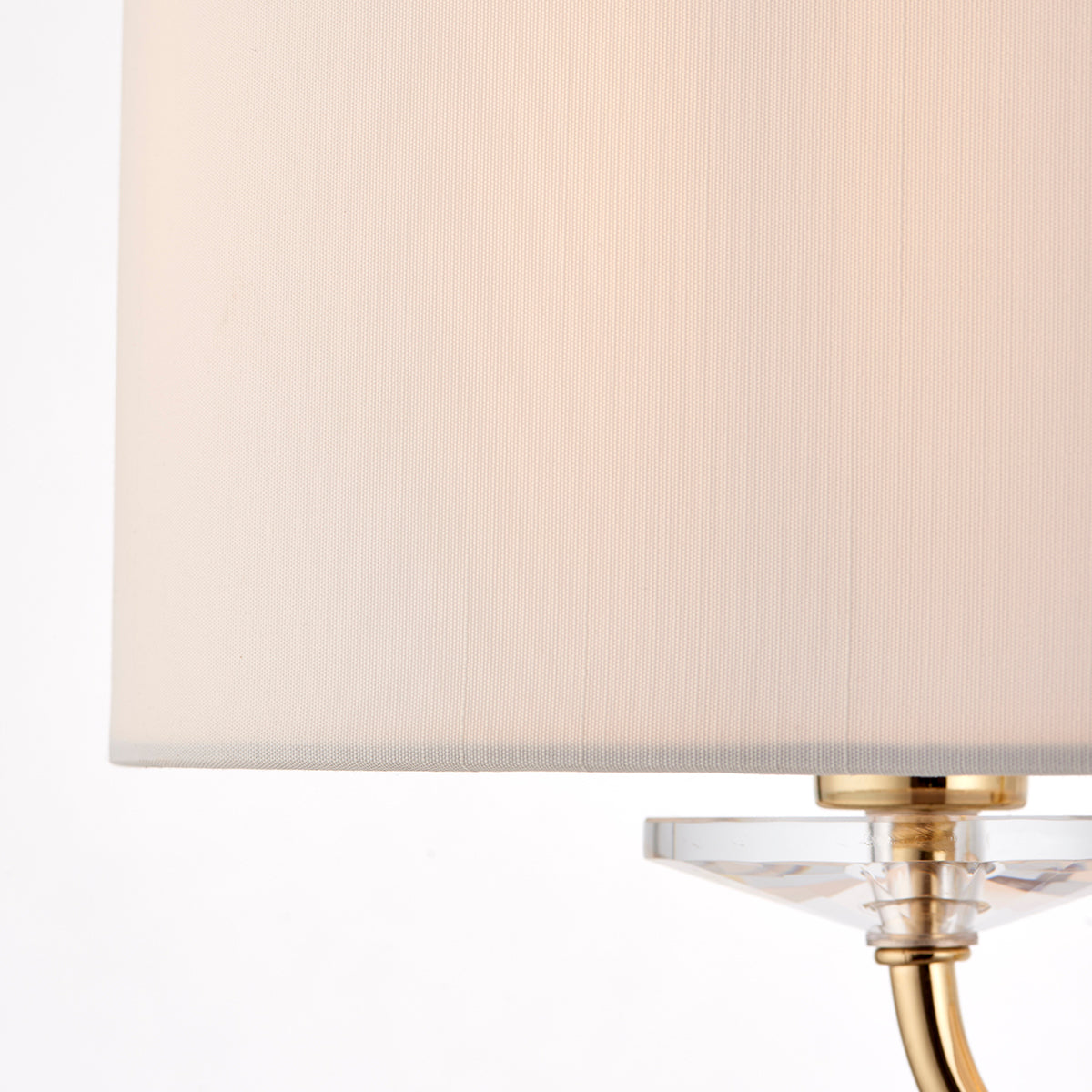 Roosevelt Two Light Floor Lamp in Brass with Vintage White Fabric Shade