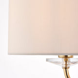 Roosevelt Two Light Floor Lamp in Brass with Vintage White Fabric Shade