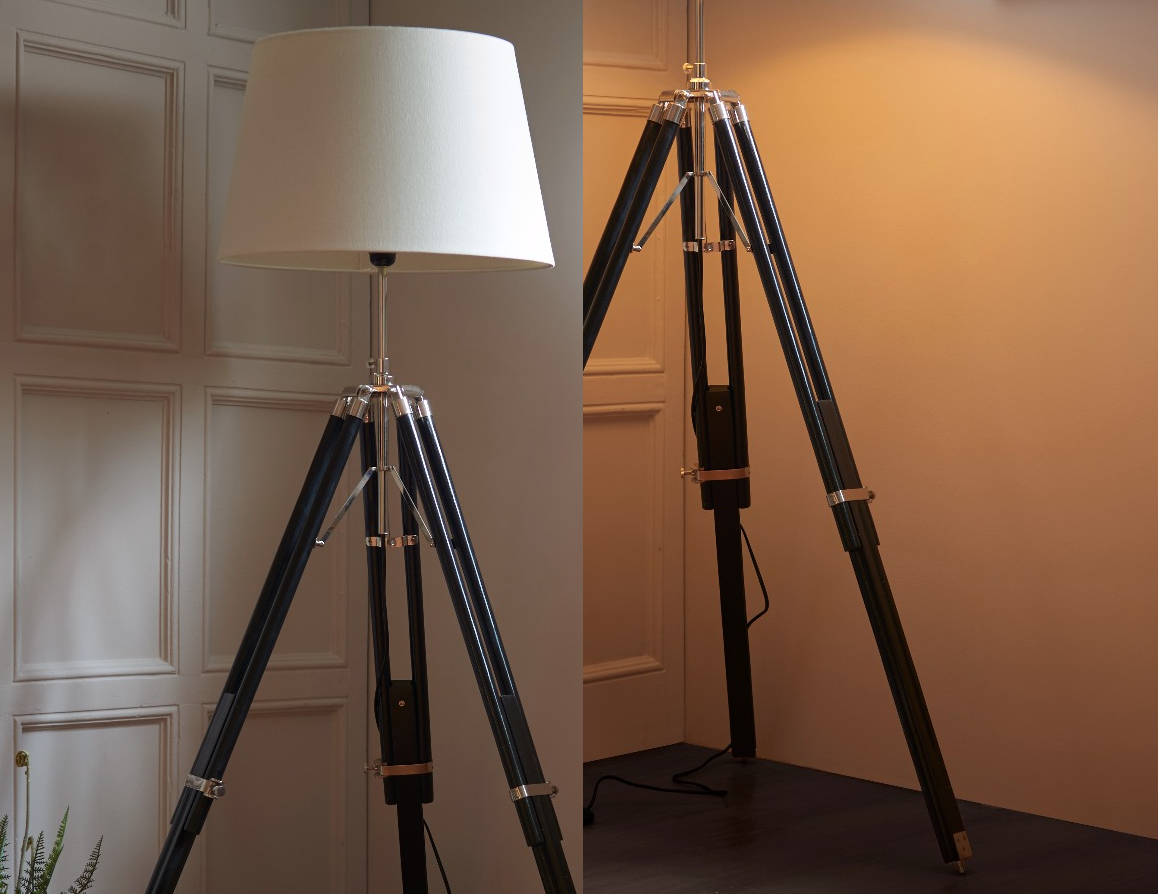 Darius Tripod Floor Lamp & Linen Shade